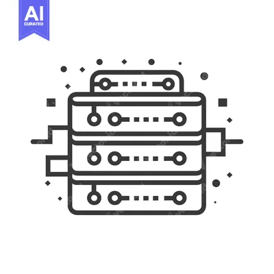 Popular premium asset: Line art illustration of a multi-level server with connections