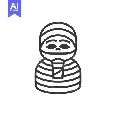 Premium design asset: Line art illustration of a mummy wearing bandages