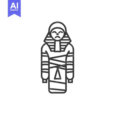 Aset premium populer: Line Art Illustration of a Mummy with a Sad Face
