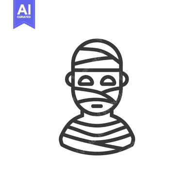 Premium design asset: Line art illustration of a mummy wrapped in bandages