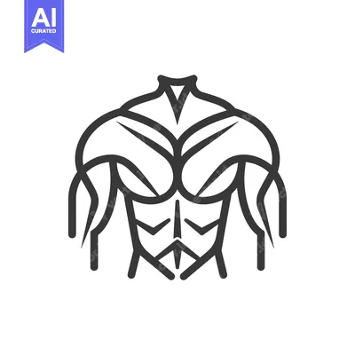 Aset desain premium: Line Art Illustration of a Muscular Upper Body