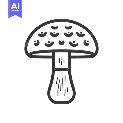 Line art illustration of a mushroom with a cap covered in dots