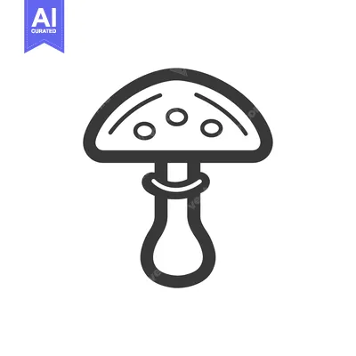 Aset premium populer: Line art illustration of a mushroom with three dots on top