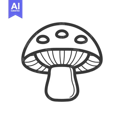 Aset premium populer: Line Art Illustration of a Mushroom with Three White Spots