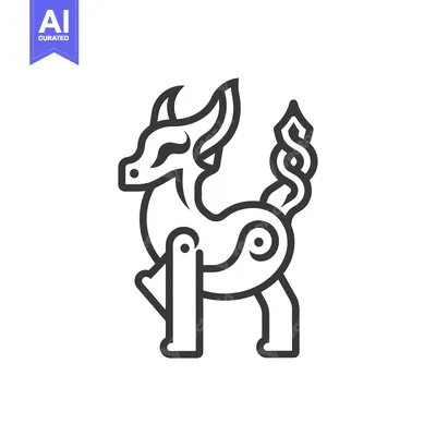 Premium design asset: Line Art Illustration of a Mythical Creature