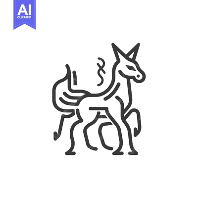 Popular premium asset: Line Art Illustration of a Mythical Creature Resembling a Horse with a