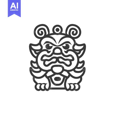 Aset premium populer: Line Art Illustration of a Mythical Creature with Large Eyes and Claws