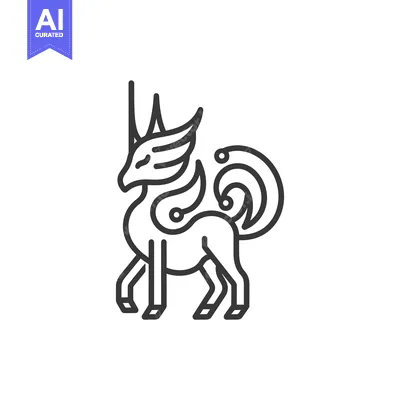 Popular premium asset: Line Art Illustration of a Mythical Creature with Wings