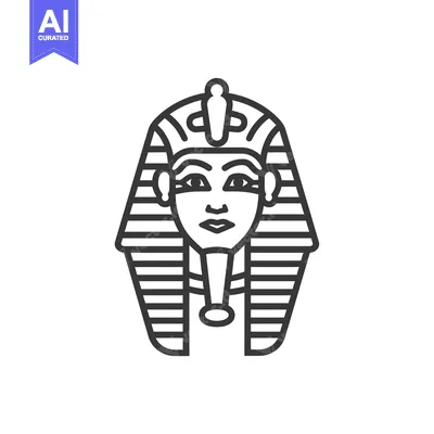 Premium design asset: Line Art Illustration of an Ancient Egyptian Pharaoh