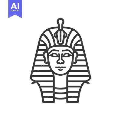 Line Art Illustration of an Ancient Egyptian Pharaoh's Head