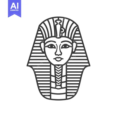 Aset desain premium: Line art illustration of an ancient Egyptian pharaoh's mask