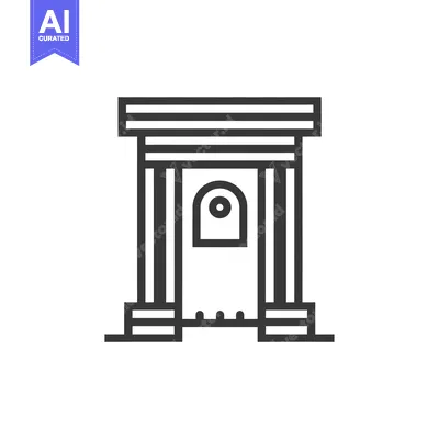 Line Art Illustration of an Ancient Greek Temple Entrance