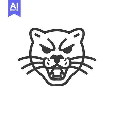 Premium design asset: Line Art Illustration of an Angry Cat's Face