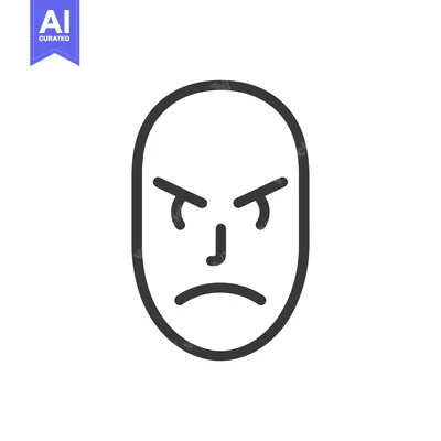 Line Art Illustration of an Angry Face