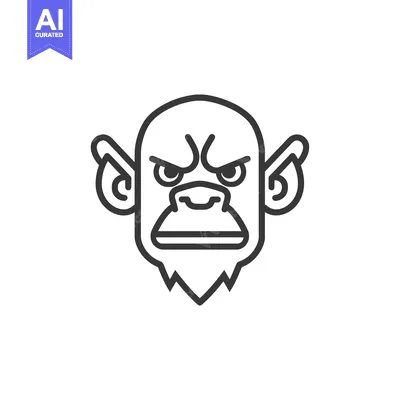 Aset premium populer: Line Art Illustration of an Angry  Gorilla or Ape Face