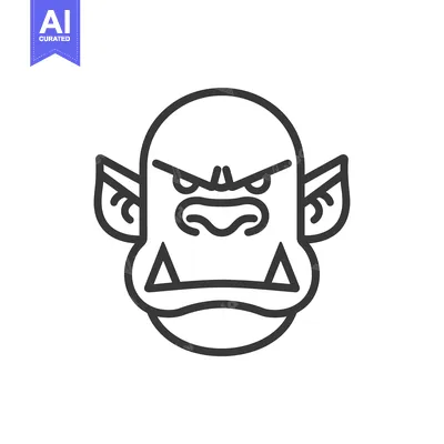 Aset desain premium: Line art illustration of an angry ogre face