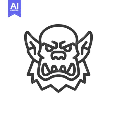 Aset premium populer: Line Art Illustration of an Angry Orc Face