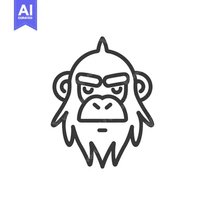 Premium design asset: Line Art Illustration of an Angry Yeti Face