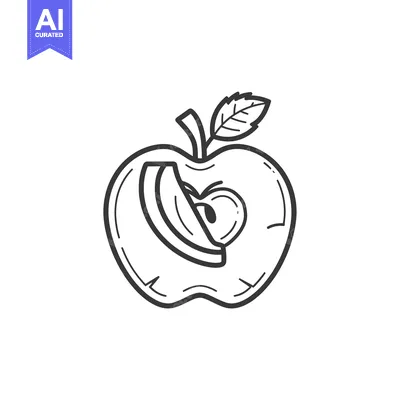 Aset premium populer: Line Art Illustration of an Apple Cut in Half