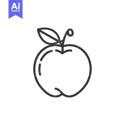 Popular premium asset: Line art illustration of an apple with a leaf