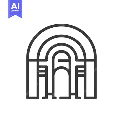 Premium design asset: Line Art Illustration of an Archway with Three Arcs