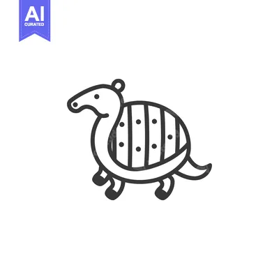 Aset desain premium: Line Art Illustration of an Armadillo