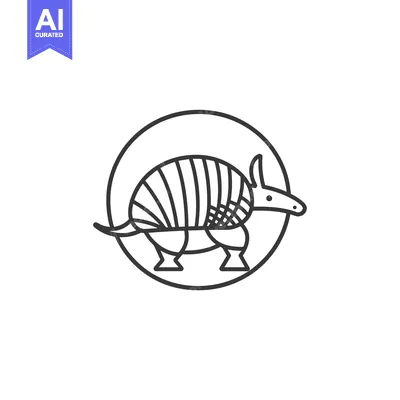 Aset premium populer: Line Art Illustration of an Armadillo in a Circle