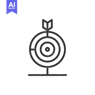 Aset desain premium: Line Art Illustration of an Arrow Hitting a Target