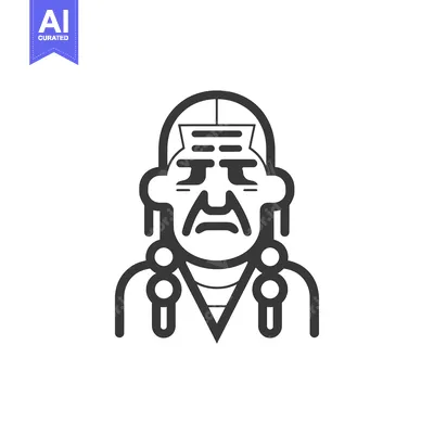 Premium design asset: Line Art Illustration of a Native American Man