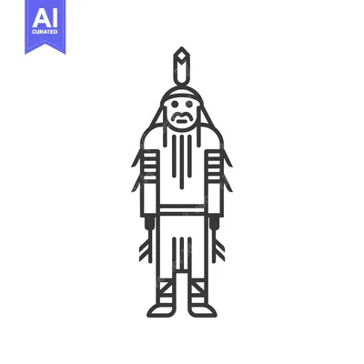 Popular premium asset: Line Art Illustration of a Native American Man in Traditional Clothing