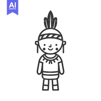Aset premium populer: Line Art Illustration of a Native American Person
