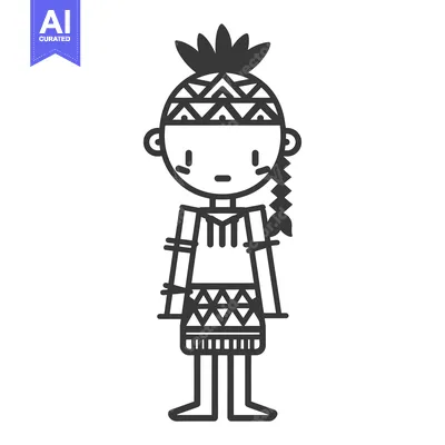 Aset premium populer: Line Art Illustration of a Native American Person