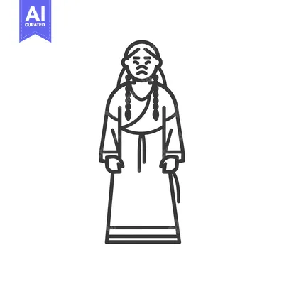 Aset premium populer: Line Art Illustration of a Native American Woman