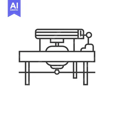 Aset premium populer: Line art illustration of an automated machine with a lever and a platf