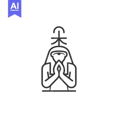 Aset premium populer: Line Art Illustration of an Egyptian God in a Praying Position