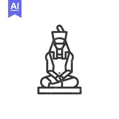 Premium design asset: Line Art Illustration of an Egyptian God Sitting in a Meditation Pose