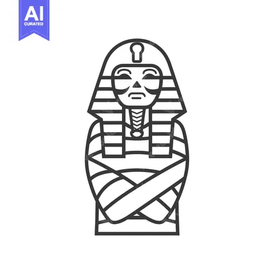 Line Art Illustration of an Egyptian Mummy