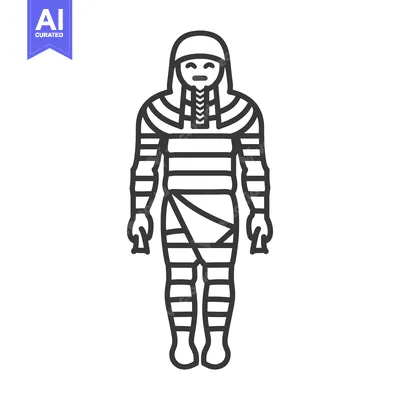 Aset desain premium: Line art illustration of an Egyptian mummy