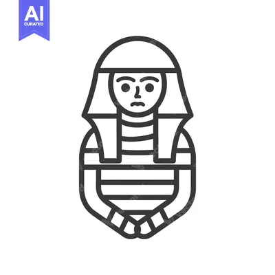 Aset desain premium: Line Art Illustration of an Egyptian Mummy