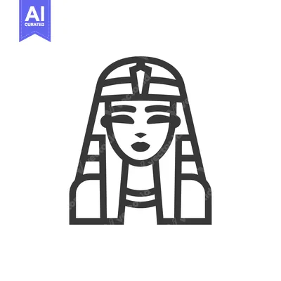 Aset desain premium: Line Art Illustration of an Egyptian Pharaoh