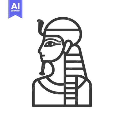 Premium design asset: Line Art Illustration of an Egyptian Pharaoh