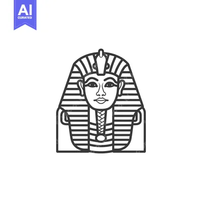Aset premium populer: Line art illustration of an Egyptian pharaoh's burial mask