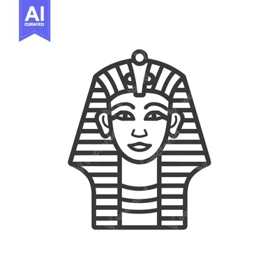 Aset desain premium: Line Art Illustration of an Egyptian Pharaoh's Bust
