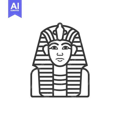 Aset desain premium: Line Art Illustration of an Egyptian Pharaoh's Bust