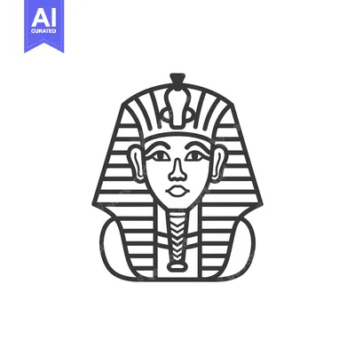 Aset desain premium: Line Art Illustration of an Egyptian Pharaoh's Bust