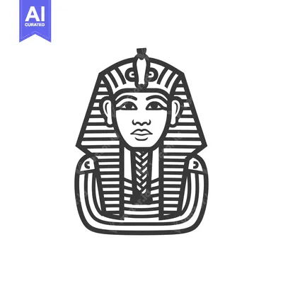 Aset desain premium: Line Art Illustration of an Egyptian Pharaoh's Bust