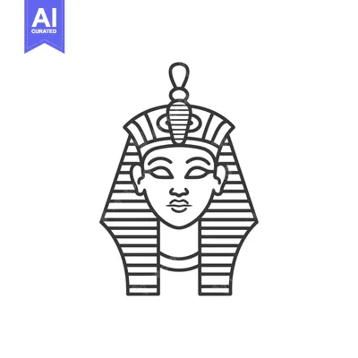 Aset desain premium: Line Art Illustration of an Egyptian Pharaoh's Head