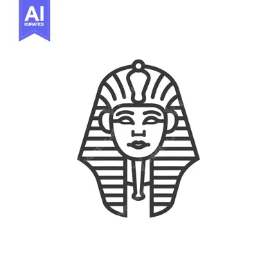 Premium design asset: Line Art Illustration of an Egyptian Pharaoh's Head