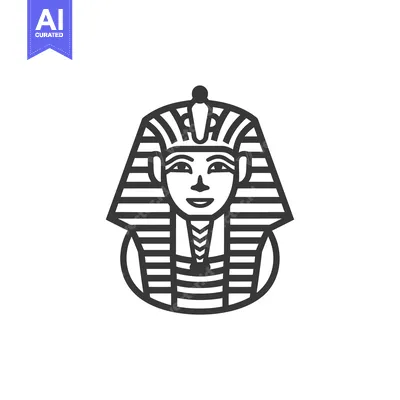 Aset desain premium: Line art illustration of an Egyptian pharaoh's head