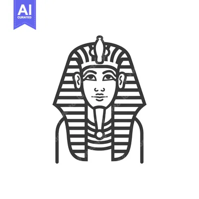Aset desain premium: Line Art Illustration of an Egyptian Pharaoh's Head